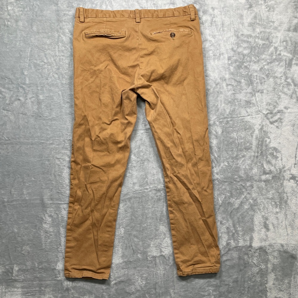 U-510 Chino Pants Mens 32x26 Brown Slim Fit Cotton Stretch Tapered Leg - Picture 13 of 13